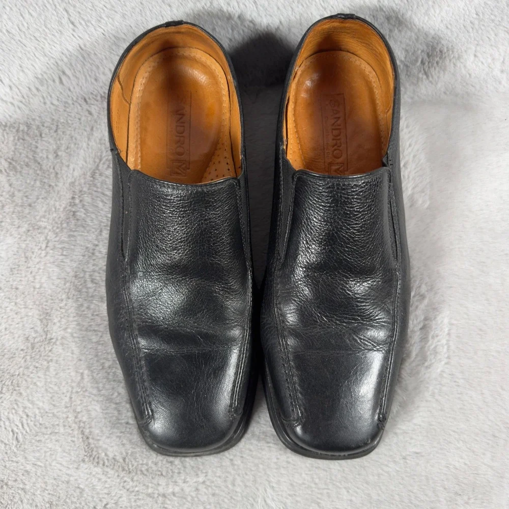 Sandro Moschino Black Leather Square Toe Slip On Loafer Shoes Men‎ 10D